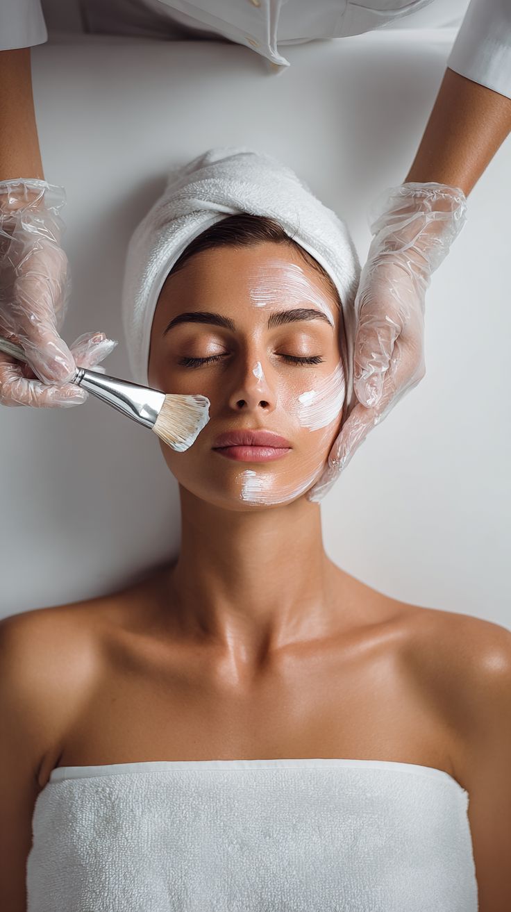Aplicação de máscara facial — protocolo de skincare profissional